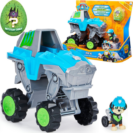 OUTLET Psi Patrol 3w1 Dino Rescue figurka Rex duży pojazd samochód + dinozaur niespodzianka NIEKOMPLETNY