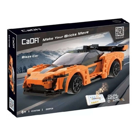 OUTLET Klocki konstrukcyjne CaDA Zdalnie sterowany samochód Blaze Car Pomarańczowe auto wyścigowe Pojazd sportowy RC Dual Mode 295 elementów USZKODZONE OPAKOWANIE