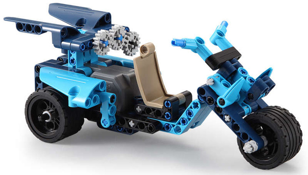 OUTLET Klocki CaDA 6w1 zestaw klocków konstrukcyjnych Blue Phantom Niebieski pojazd kaskaderski 509 elementów Samochód Auto Motor Motocykl Napęd pull-back STEAM USZKODZONE OPAKOWANIE
