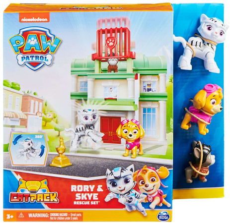 OUTLET Psi Patrol Skye Rory Cat Pack Zestaw ratowniczy domek + figurki USZKODZONE OPAKOWANIE