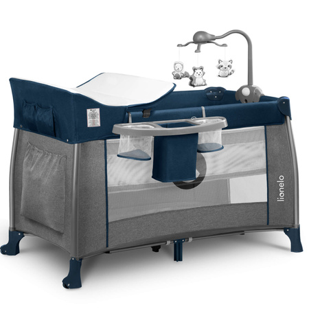 OUTLET Lionelo Łóżeczko turystyczne Thomi Blue Navy PO ZWROCIE