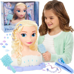 OUTLET Lalka Duża Głowa do czesania i stylizacji włosów Deluxe Księżniczka Disney Elsa Kraina Lodu +akcesoria USZKODZONE OPAKOWANIE