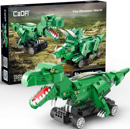 OUTLET Klocki konstrukcyjne CaDA Zdalnie sterowana figurka Zielony Dinozaur T-Rex Tyranozaur RC Dual Mode 343 elementy USZKODZONE OPAKOWANIE
