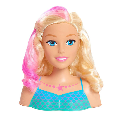 OUTLET Lalka Głowa do czesania i stylizacji Syrenka Fryzjer Barbie Dreamtopia + akcesoria USZKODZONE OPAKOWANIE