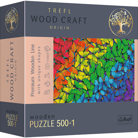 OUTLET Trefl Puzzle drewniane Tęczowe motyle 500 elementów USZKODZONE OPAKOWANIE