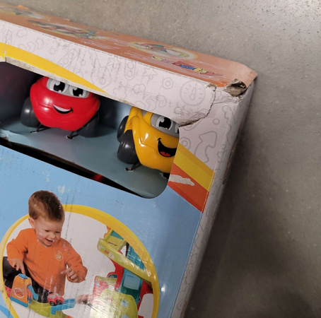 OUTLET Garaż Megajump Vroom Planet tor zjazdowy pętla + 2 autka USZKODZONE OPAKOWANIE