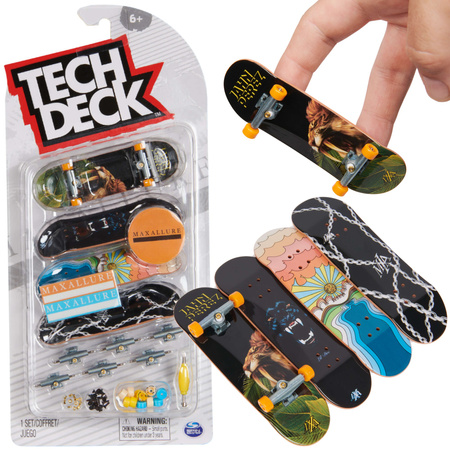 OUTLET Fingerboard Zestaw Deskorolki 4pak Do Złożenia Maxallure Jahn Perez + akcesoria Tech Deck USZKODZONE OPAKOWANIE