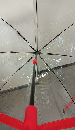 Parasol Fulton Birdcage Przezroczysto-czerwony WADLIWY