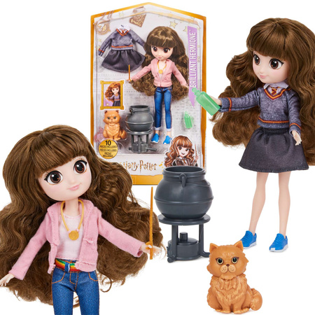 OUTLET Harry Potter Lalka figurka laleczka Brilliant Hermiona Granger z kociołkiem i rudy kot Krzywołap + akcesoria USZKODZONE OPAKOWANIE