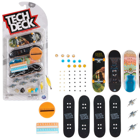 OUTLET Fingerboard Zestaw Deskorolki 4pak Do Złożenia Maxallure Jahn Perez + akcesoria Tech Deck USZKODZONE OPAKOWANIE