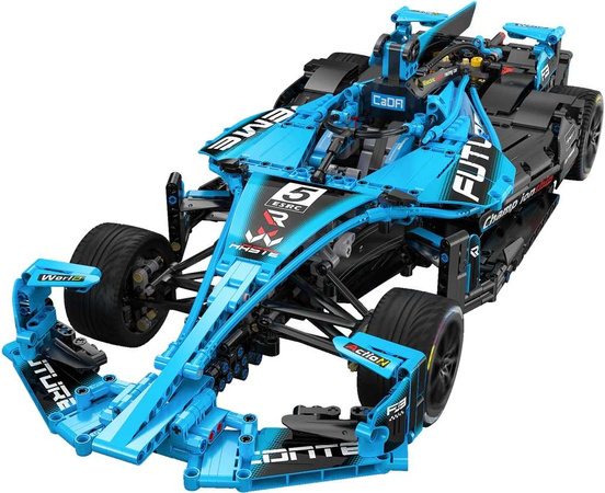 OUTLET Klocki konstrukcyjne CaDA Duże auto wyścigowe 60 cm Samochód sportowy Electric Super Racing Car Niebieska wyścigówka Pojazd 1667 elementów USZKODZONE OPAKOWANIE