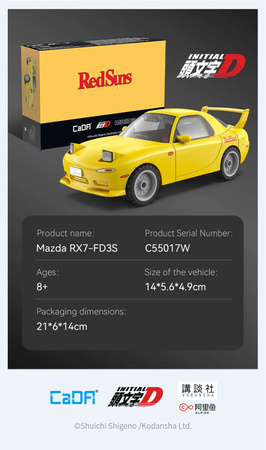 OUTLET Klocki Konstrukcyjne CaDA auto żółta Mazda RX-7 FD3S Initial D samochód 66 elementów 1:35  USZKODZONE OPAKOWANIE