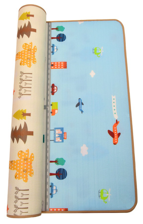 OUTLET Humbi Dwustronna edukacyjna mata piankowa Uliczki Zwierzęta 120 x 180 x 1 cm pastelowa BRAK POKROWCA