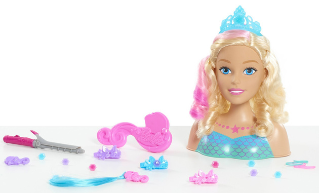 OUTLET Lalka Głowa do czesania i stylizacji Syrenka Fryzjer Barbie Dreamtopia + akcesoria USZKODZONE OPAKOWANIE