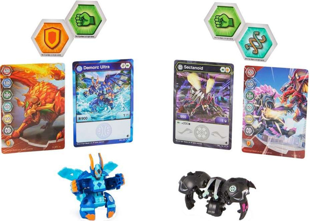 OUTLET Bakugan Baku-Tin 2 figurki i karty Sectanoid BRAK OPAKOWANIA
