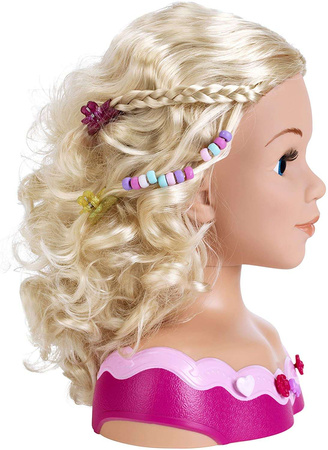 OUTLET Lalka Duża Głowa do stylizacji czesania włosów Fryzjer Księżniczka Koralia Princess Coralie + paletka do makijażu dla dzieci USZKODZONE OPAKOWANIE