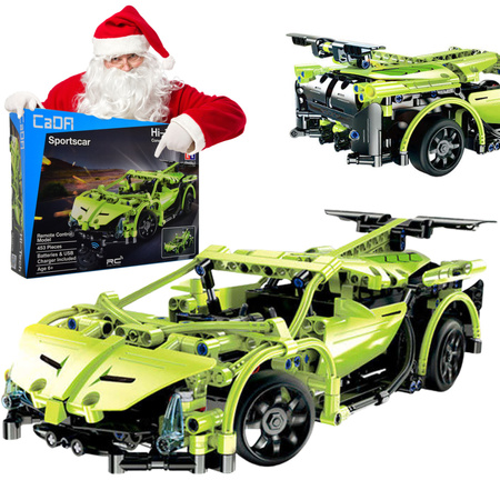 OUTLET Klocki konstrukcyjne CaDA Zdalnie sterowane auto 32 cm Samochód zielony Sportscar 453 elementy RC USZKODZONE OPAKOWANIE