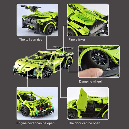 OUTLET Klocki konstrukcyjne CaDA Zdalnie sterowane auto 32 cm Samochód zielony Sportscar 453 elementy RC USZKODZONE OPAKOWANIE