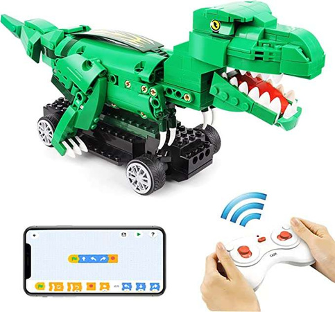 OUTLET Klocki konstrukcyjne CaDA Zdalnie sterowana figurka Zielony Dinozaur T-Rex Tyranozaur RC Dual Mode 343 elementy USZKODZONE OPAKOWANIE