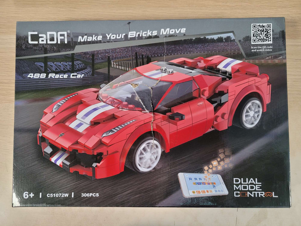 Klocki konstrukcyjne CaDa Zdalnie sterowane auto 20 cm czerwony samochód 488 Race Car 306 elementów RC Dual Model