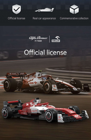 OUTLET Klocki konstrukcyjne CaDA samochód wyścigowy czerwona wyścigówka Alfa Romeo F1 Team ORLEN C42 Formuła 1 pojazd auto 271 elementów USZKODZONE OPAKOWANIE