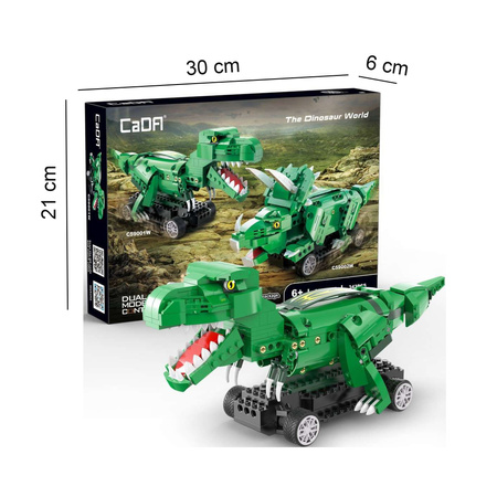 OUTLET Klocki konstrukcyjne CaDA Zdalnie sterowana figurka Zielony Dinozaur T-Rex Tyranozaur RC Dual Mode 343 elementy USZKODZONE OPAKOWANIE
