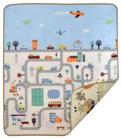 OUTLET Humbi Dwustronna edukacyjna mata piankowa Uliczki Zwierzęta 120 x 180 x 1 cm pastelowa BRAK POKROWCA