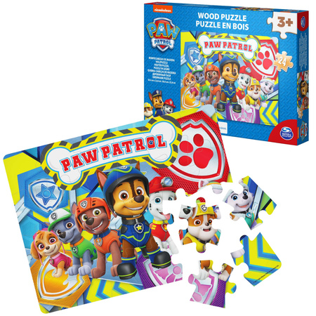 OUTLET Puzzle Drewniane Psi Patrol Ekipa Paw Patrol 24 Elementy Spin Master 3+ USZKODZONE OPAKOWANIE