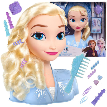 OUTLET Lalka Głowa do czesania i stylizacji włosów Księżniczka Disney Elsa Kraina Lodu +akcesoria USZKODZONE OPAKOWANIE