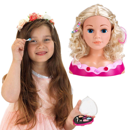 OUTLET Lalka Duża Głowa do stylizacji czesania włosów Fryzjer Księżniczka Koralia Princess Coralie + paletka do makijażu dla dzieci USZKODZONE OPAKOWANIE