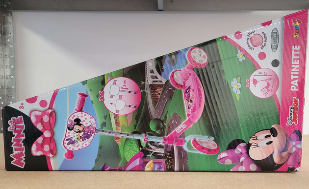 OUTLET Hulajnoga trójkołowa Myszka Minnie Disney brokatowa ciche koła i regulowana kierownica USZKODZONE OPAKOWANIE