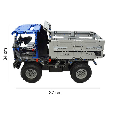 OUTLET Klocki konstrukcyjne CaDA Hi-Tech Zdalnie Sterowana Wywrotka Niebieska Ciężarówka 37 cm Dump Truck Pojazd budowlany 638 elementów USZKODZONE OPAKOWANIE