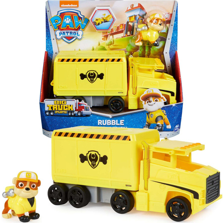 OUTLET Psi Patrol 2w1 Rubble Big Truck Pups Dźwig Żółta ciężarówka Auto Pojazd + Figurka WADLIWA BRAK FIGURKI USZKODZONE OPAKOWANIE