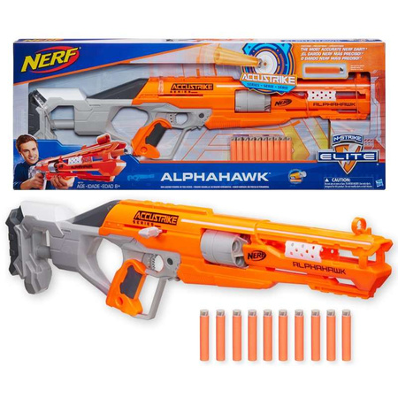 OUTLET NERF N-Strike Elite wyrzutnia Alphahawk 10 strzałek USZKODZONE OPAKOWANIE