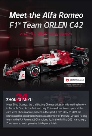 OUTLET Klocki konstrukcyjne CaDA samochód wyścigowy czerwona wyścigówka Alfa Romeo F1 Team ORLEN C42 Formuła 1 pojazd auto 271 elementów USZKODZONE OPAKOWANIE