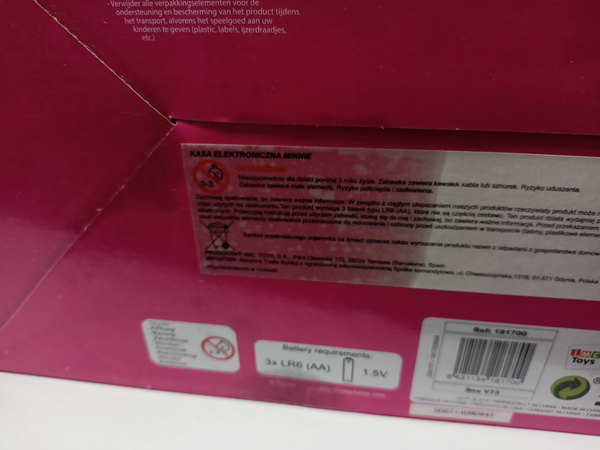 Elektroniczna kasa Myszki Minnie z kalkulatorem USZKODZONE OPAKOWANIE