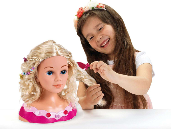 OUTLET Lalka Duża Głowa do stylizacji czesania włosów Fryzjer Księżniczka Koralia Princess Coralie + paletka do makijażu dla dzieci USZKODZONE OPAKOWANIE