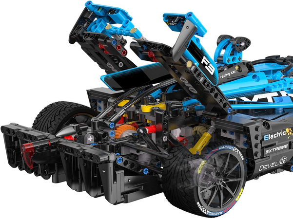 OUTLET Klocki konstrukcyjne CaDA Duże auto wyścigowe 60 cm Samochód sportowy Electric Super Racing Car Niebieska wyścigówka Pojazd 1667 elementów USZKODZONE OPAKOWANIE