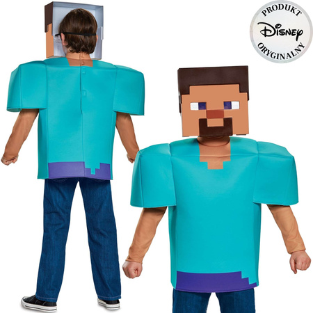 OUTLET Minecraft strój karnawałowy dla chłopca Steve kostium przebranie 125-135 cm (7-8 lat) 