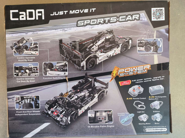 OUTLET Klocki konstrukcyjne CaDA Sportowy samochód wyścigowy 48 cm Wyścigówka Czarne Auto 1586 elementów USZKODZONE OPAKOWANIE