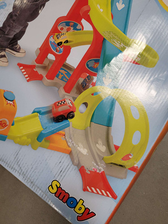OUTLET Garaż Megajump Vroom Planet tor zjazdowy pętla + 2 autka USZKODZONE OPAKOWANIE