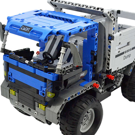 OUTLET Klocki konstrukcyjne CaDA Hi-Tech Zdalnie Sterowana Wywrotka Niebieska Ciężarówka 37 cm Dump Truck Pojazd budowlany 638 elementów RC USZKODZONE OPAKOWANIE