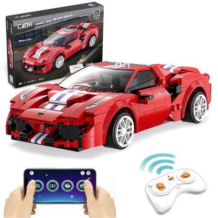 Klocki konstrukcyjne CaDa Zdalnie sterowane auto 20 cm czerwony samochód 488 Race Car 306 elementów RC Dual Model