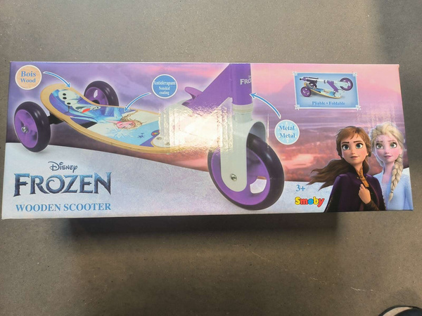 OUTET Kraina Lodu Hulajnoga trójkołowa solidna dla dzieci z drewnianym podestem bezpieczna Frozen 3+ Smoby NIEKOMPLETNA