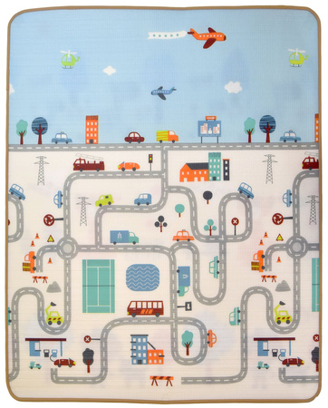 OUTLET Humbi Dwustronna edukacyjna mata piankowa Uliczki Zwierzęta 180 x 200 x 0,5 cm pastelowa WADLIWA