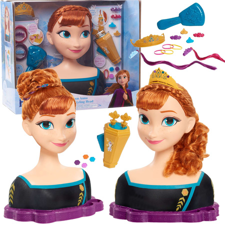 OUTLET Lalka Głowa do czesania i stylizacji włosów Deluxe Księżniczka Disney Anna Kraina Lodu +akcesoria WADLIWA 