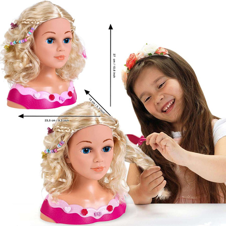 OUTLET Lalka Duża Głowa do stylizacji czesania włosów Fryzjer Księżniczka Koralia Princess Coralie + paletka do makijażu dla dzieci USZKODZONE OPAKOWANIE