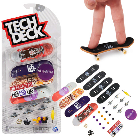 OUTLET Zestaw kolorowe deskorolki fingerboard 4-pak Prace ręczne Habitat Tech Deck USZKODZONE OPAKOWANIE