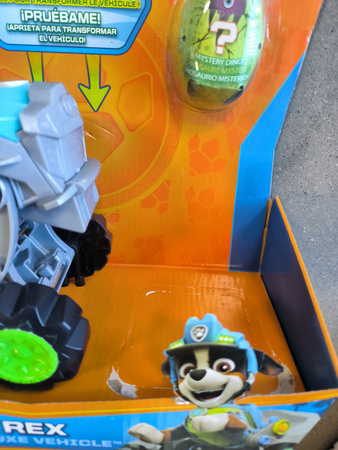 OUTLET Psi Patrol 3w1 Dino Rescue figurka Rex duży pojazd samochód + dinozaur niespodzianka NIEKOMPLETNY