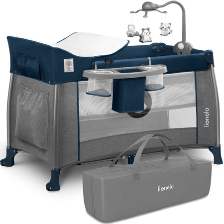 OUTLET Lionelo Łóżeczko turystyczne Thomi Blue Navy PO ZWROCIE